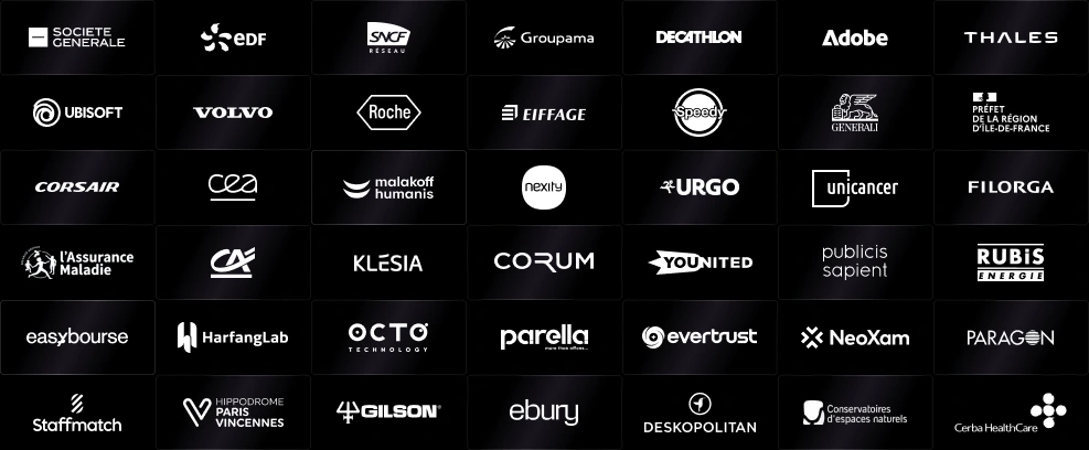 42 logos de clients accompagnés par Say Yes