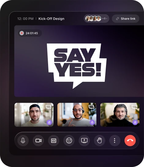 Appel de visioconférence avec l'équipe Say Yes