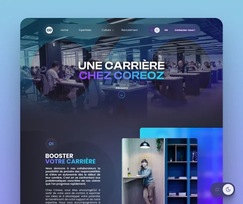 Web design : pages intérieures du site  tech darkmode