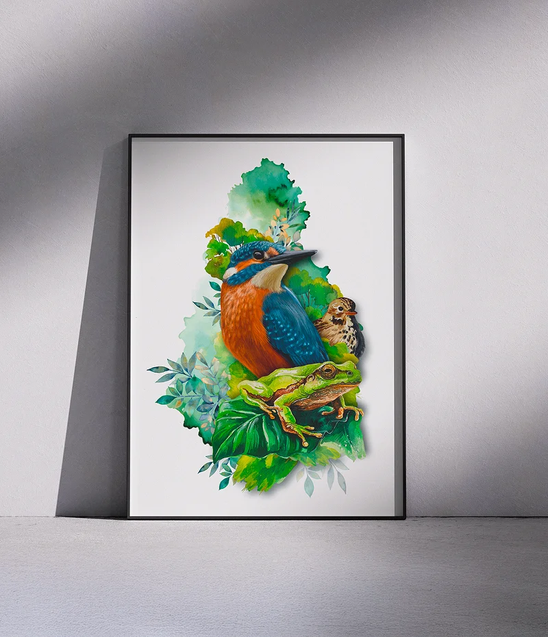 Illustration d'un oiseau encadrée