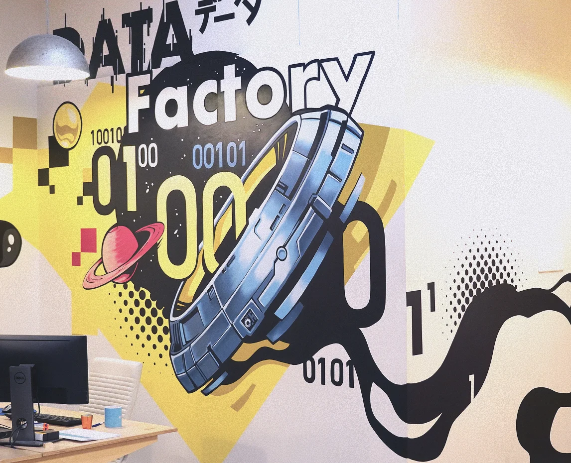 photo d'une fresque murale dans un bureau